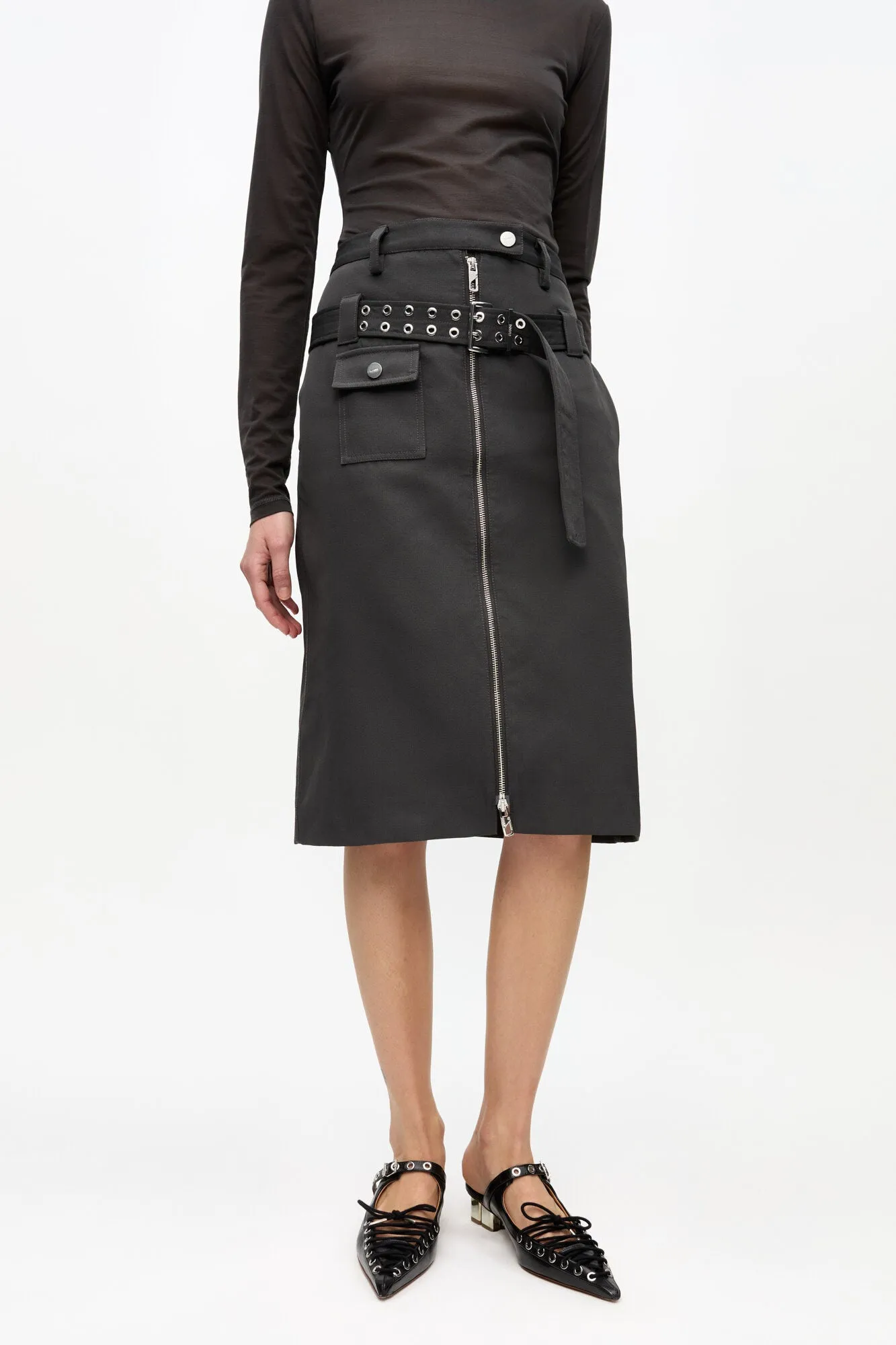 Heavy Twill Midi Skirt