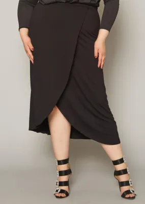 Hi Curvy Plus Size Women High Waist Overlay Midi Skirt