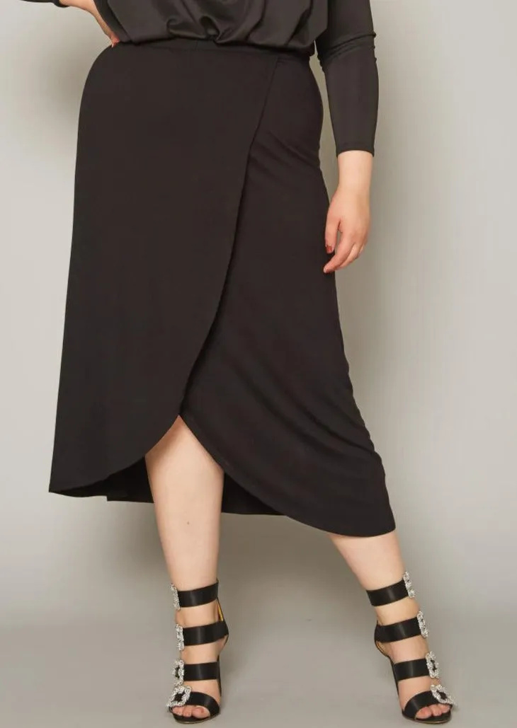 Hi Curvy Plus Size Women High Waist Overlay Midi Skirt