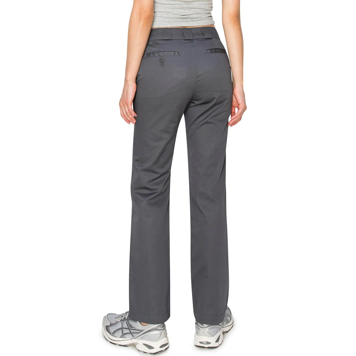 High Rise Straight Leg Work Pants - Grey