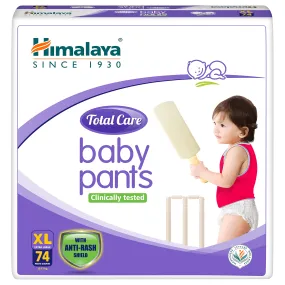 Himalaya Total Care Baby Pants Diapers, X-Large (XL), 74 Count, (12 - 17 kg), With Anti-Rash Shield, Indian Aloe Vera and Yashad Bhasma, Silky Soft Inner Layer