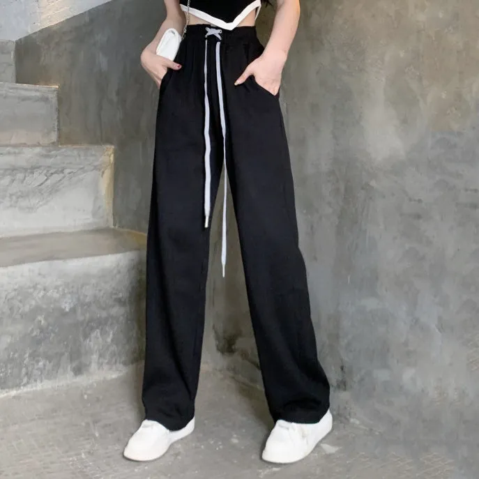 Irregular Short Sleeve T-Shirt High Waist Tie Pants Suit