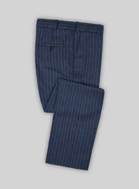 Italian Afito Royal Blue Chalkstripe Flannel Pants