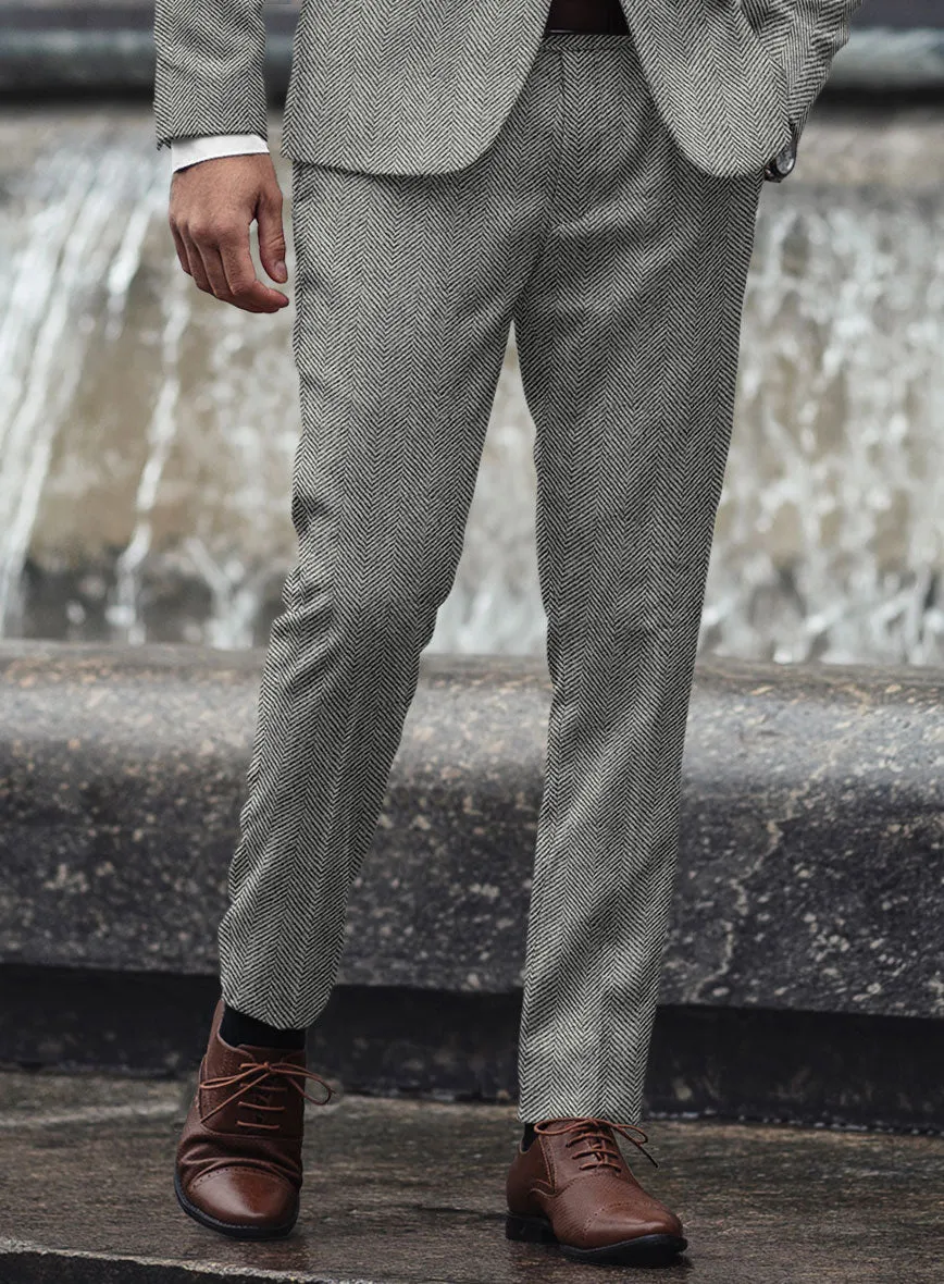 Italian Highlander Gray Herringbone Tweed Pants