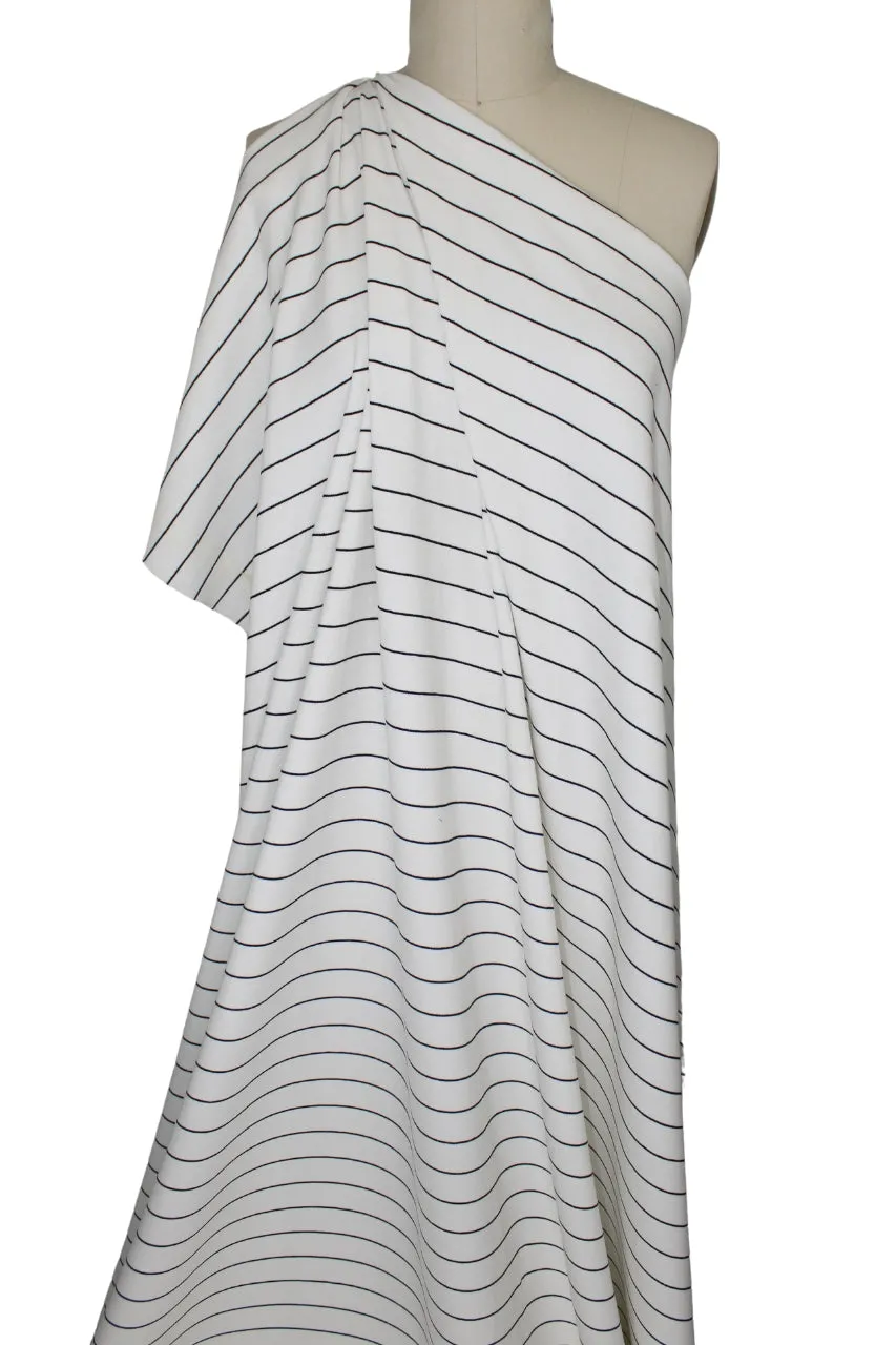 Italian Pinstriped Cotton/Rayon Double Knit - White/Black