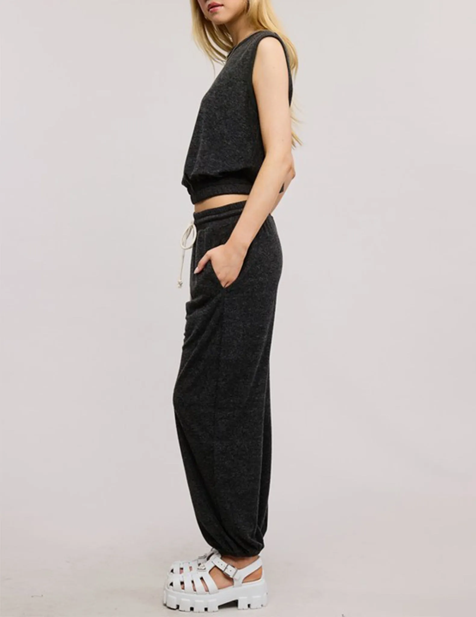 Kate Charcoal Knit Jogger Pants