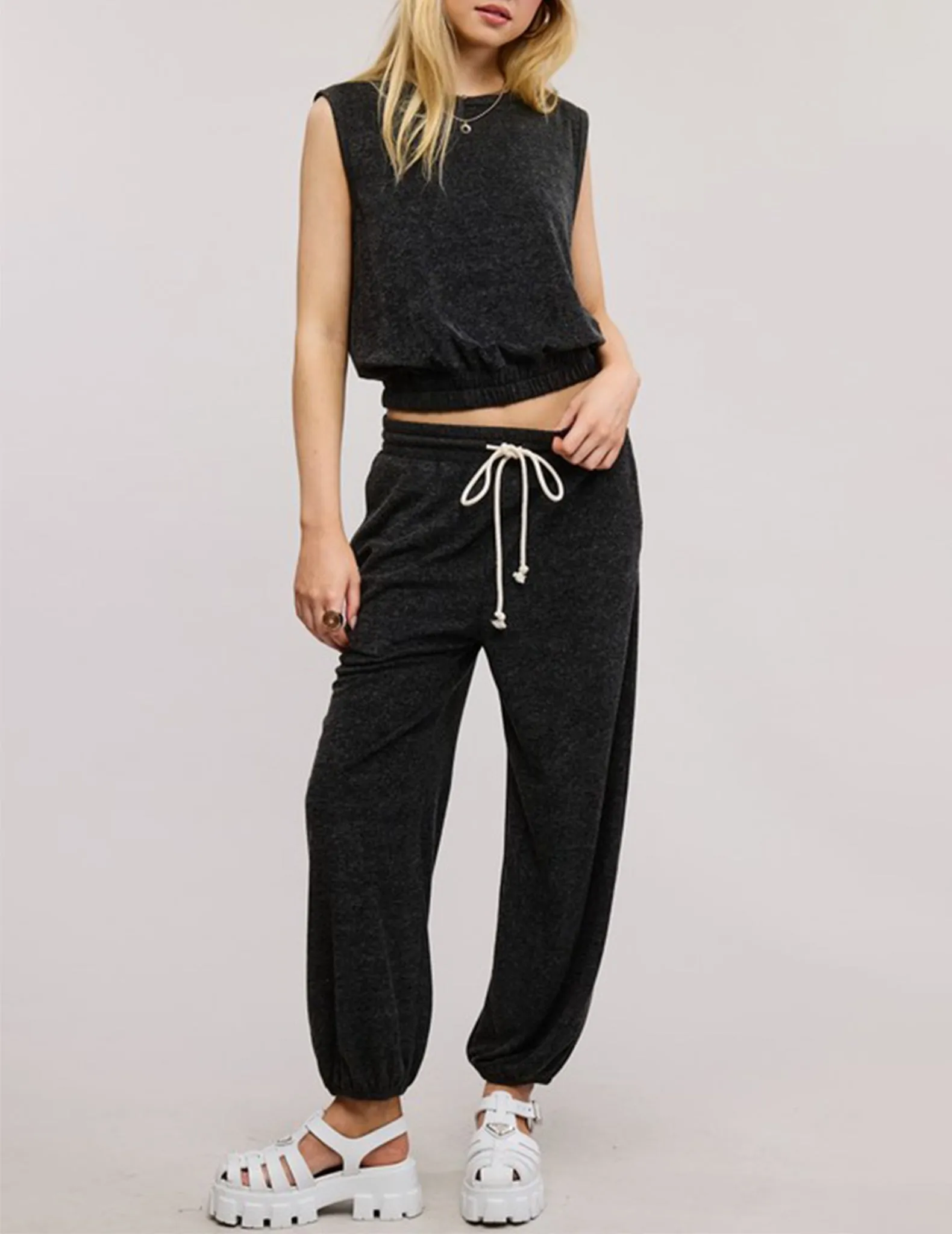 Kate Charcoal Knit Jogger Pants