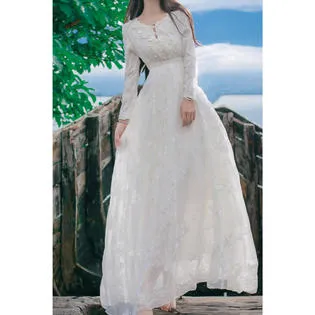 Ketty More Women Slim Long Sleeves Loose Bottom Bridal Wedding Dress-KMWDC2400