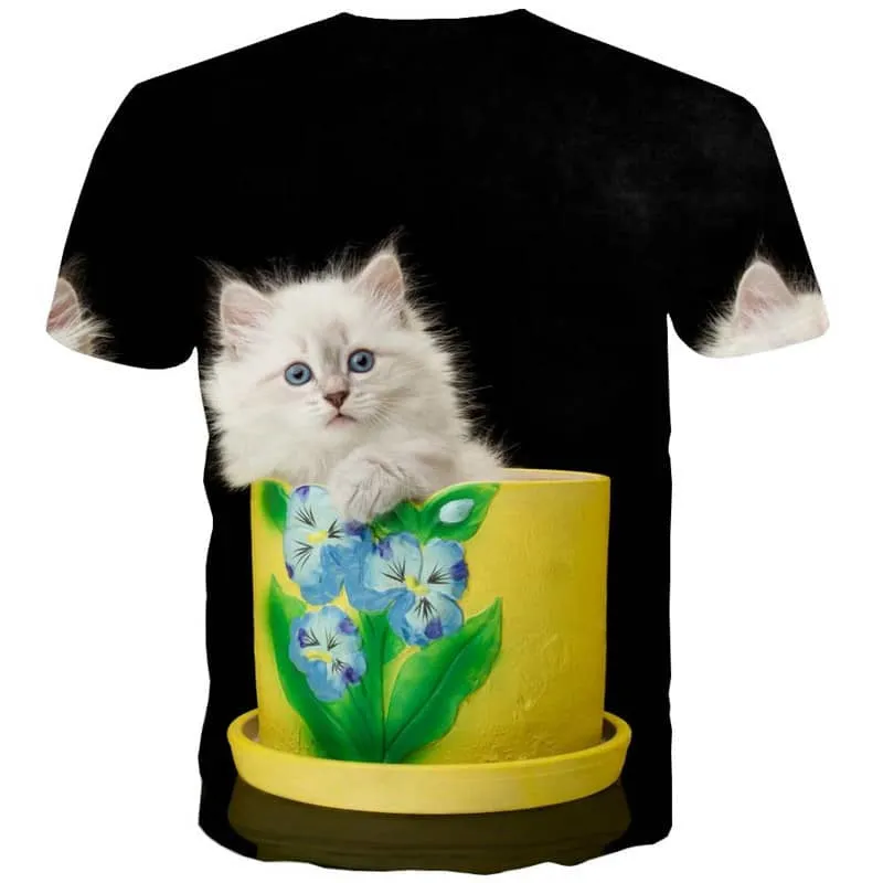 kitten t shirt Casual cat Casual men art costume pet