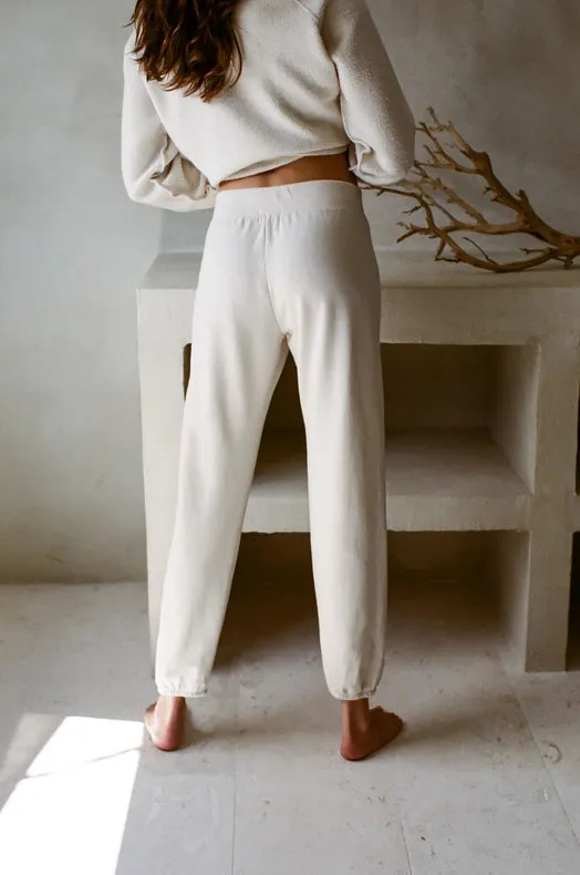 Knit Organic Cotton Jogger Pants Cream