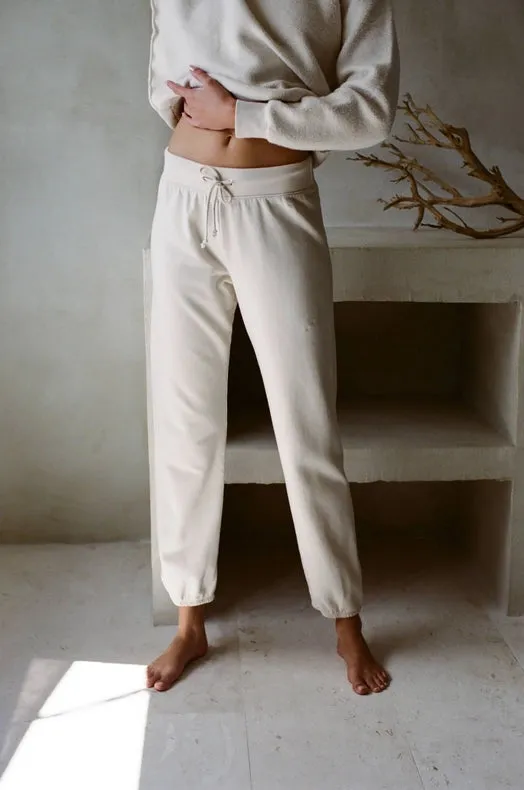 Knit Organic Cotton Jogger Pants Cream