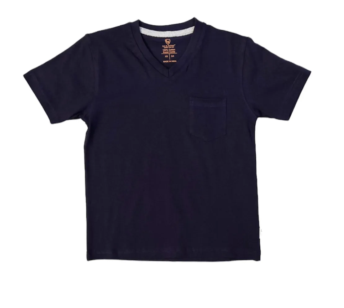 Leo And Zackary Boys Navy V-Neck T shirt