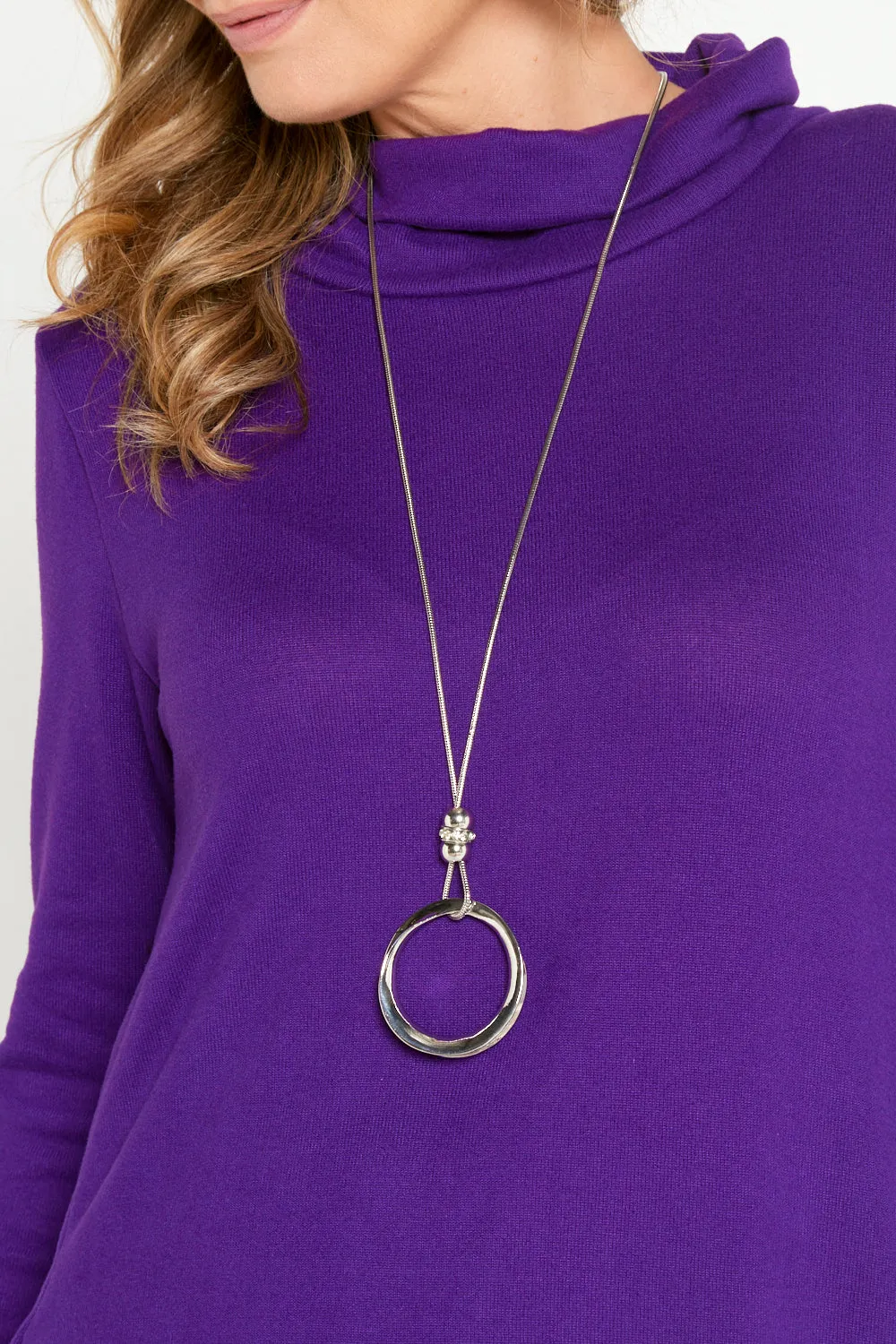 Lina Cowl Knit Tunic - Purple