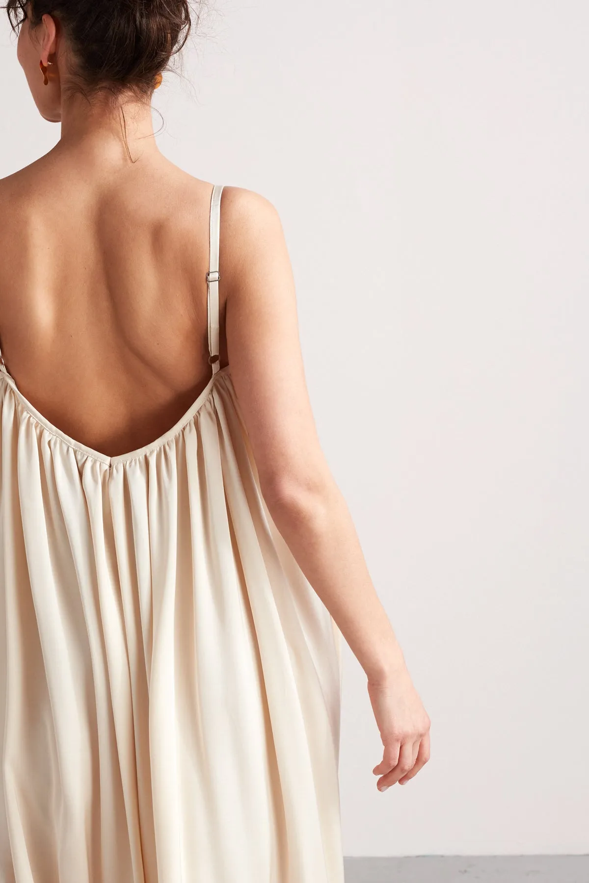 LUCIA flowing maxi slip dress in light cream