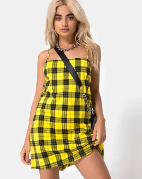 Lura Slip Dress in Winter Plaid Yellow