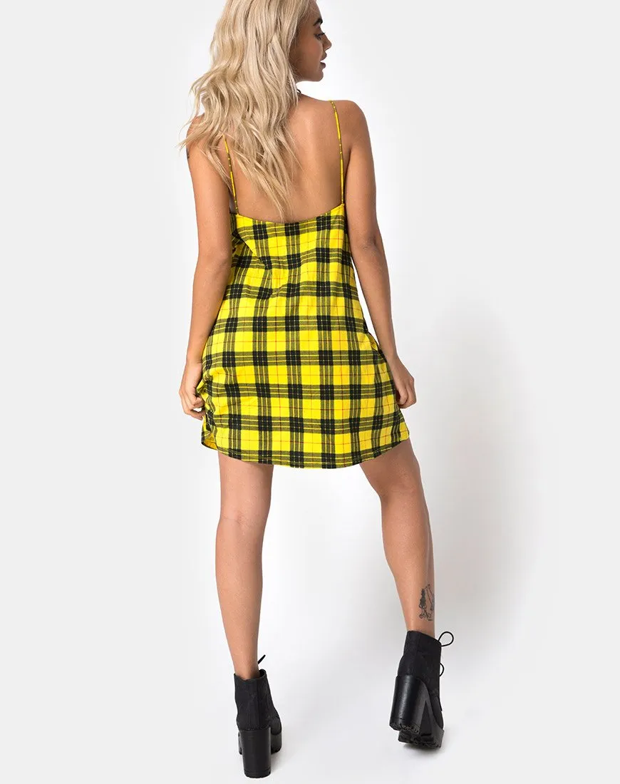 Lura Slip Dress in Winter Plaid Yellow