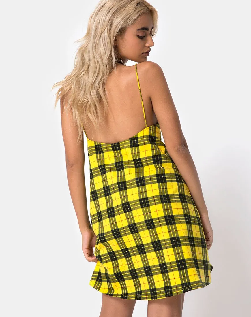 Lura Slip Dress in Winter Plaid Yellow