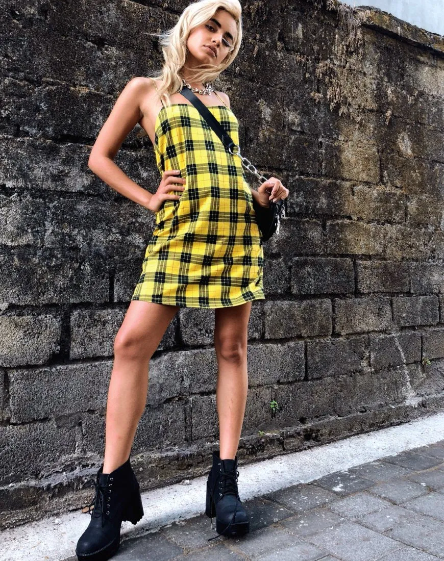 Lura Slip Dress in Winter Plaid Yellow