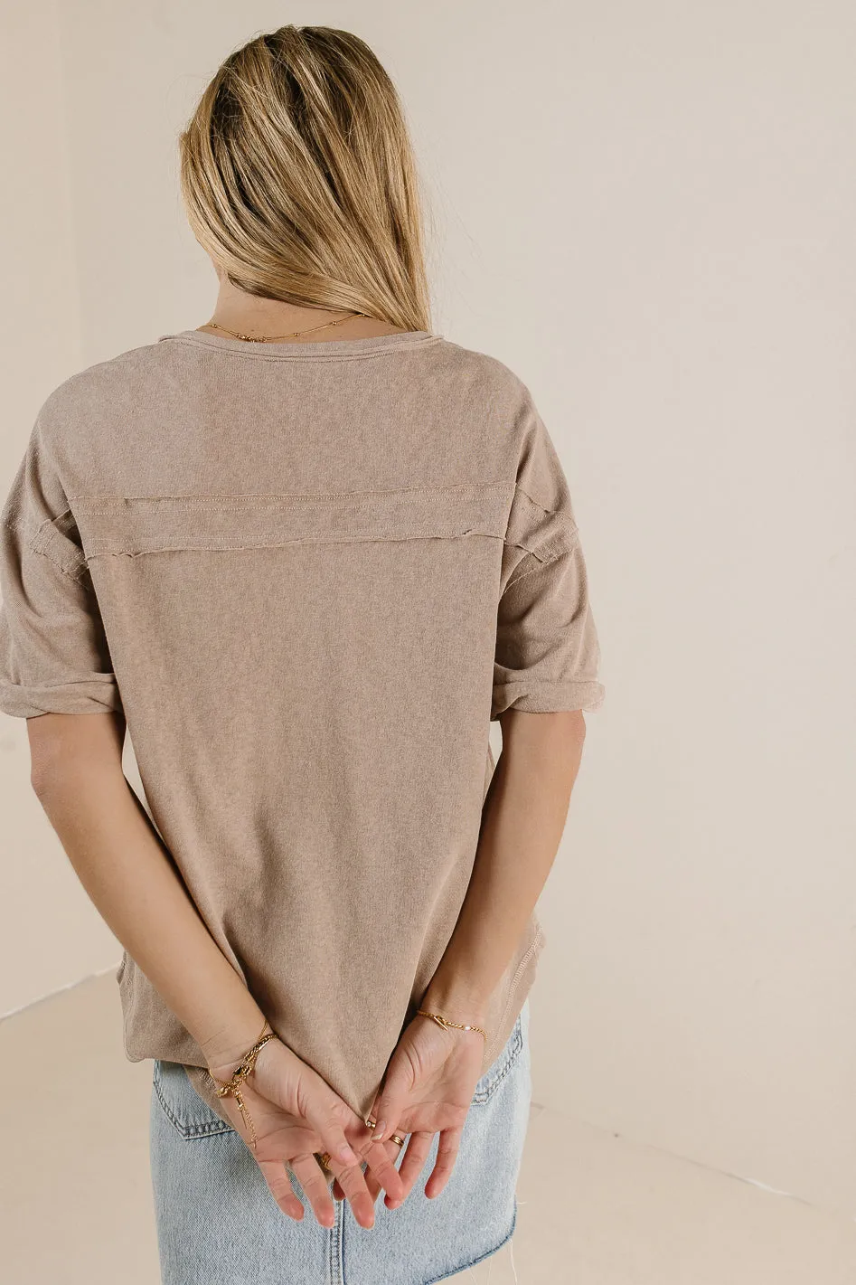 Mazzy Henley Knit Top in Taupe - FINAL SALE