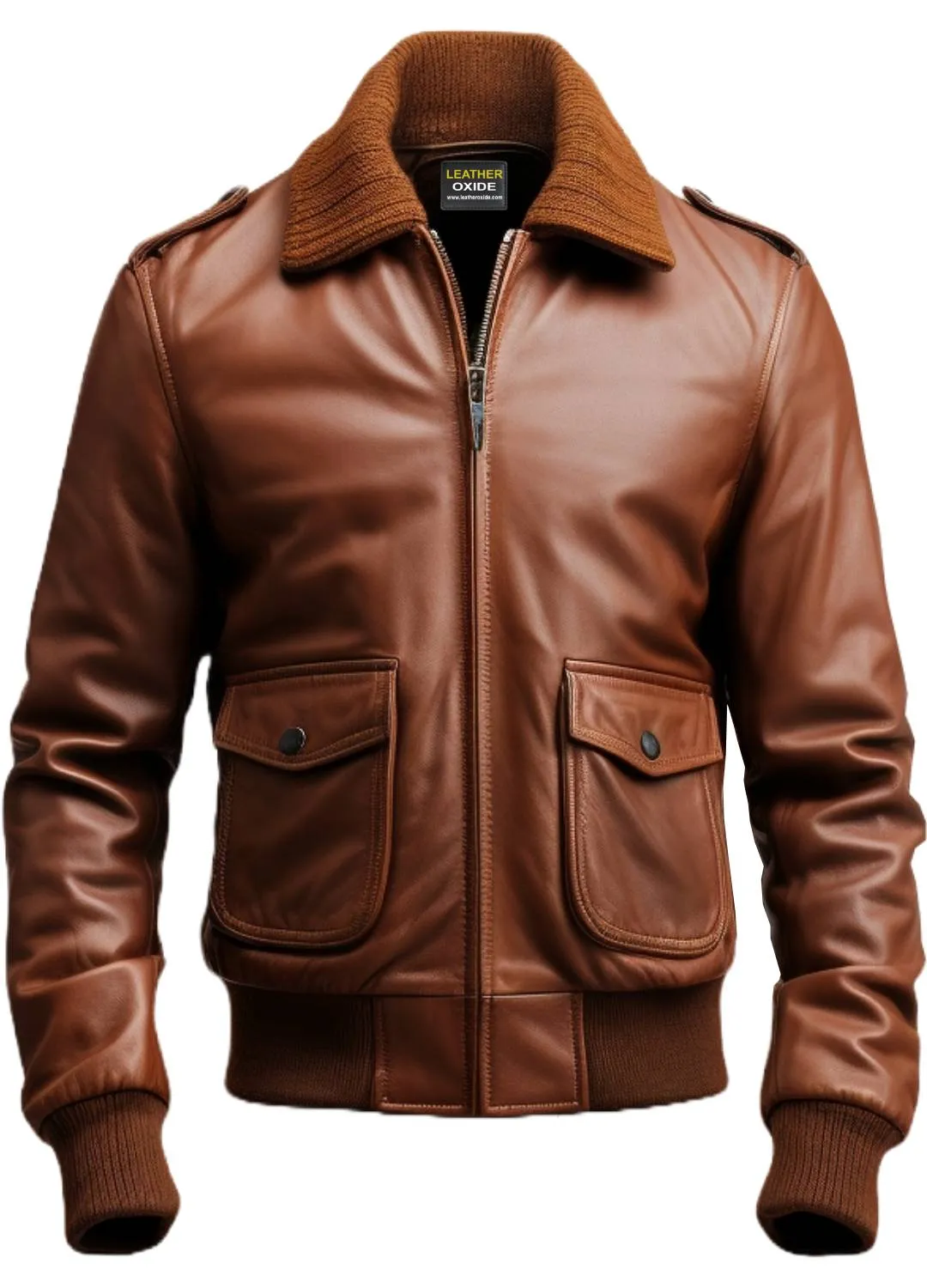 Men Aviator Brown Leather Jacket - Men Leather Jacket Brown