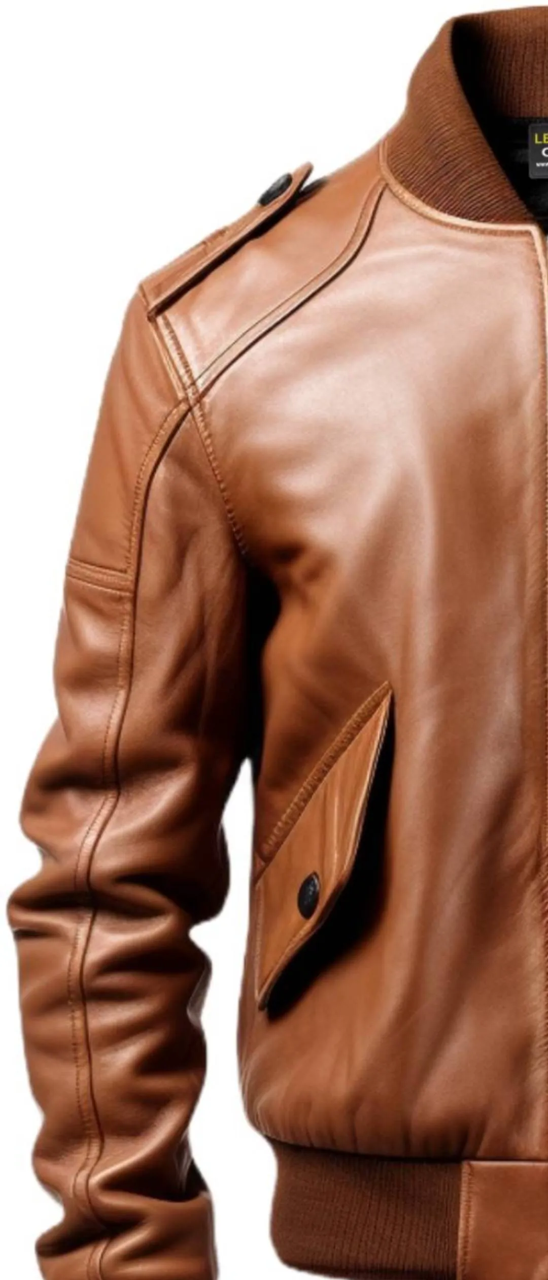 Men Bomber Leather Jacket Brown - Leather Brown Jacket