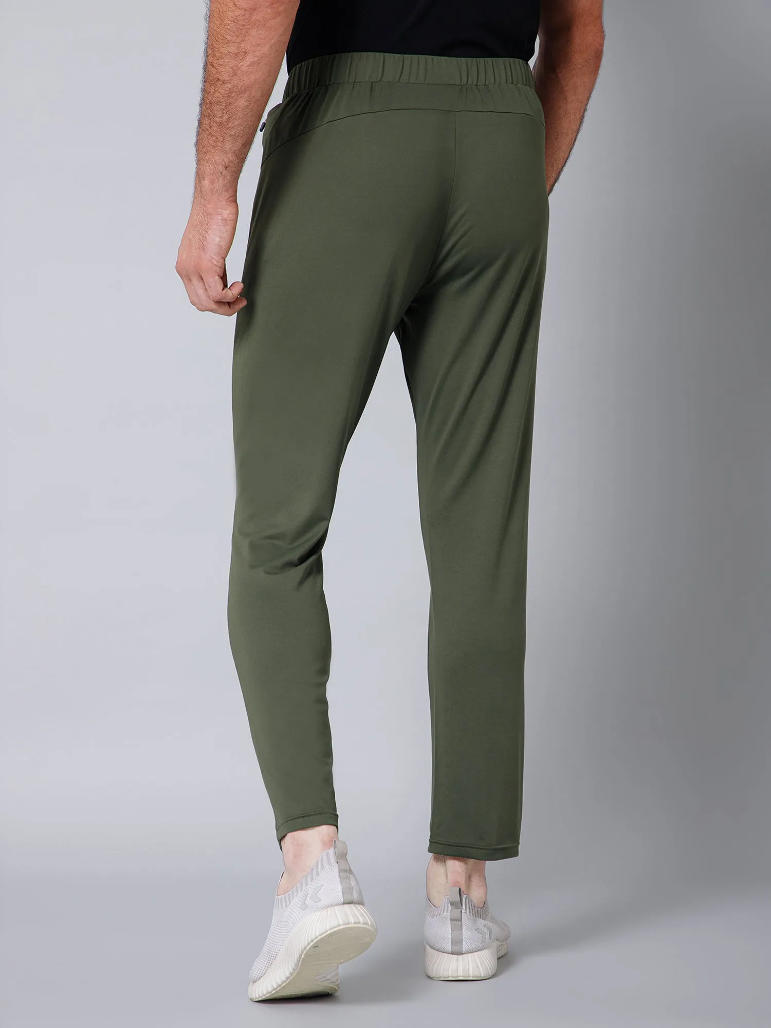 Men Green Solid Full Length Regular Fit Active Wear Track Pant