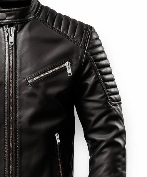 Men Harvey Black Moto Leather Jacket