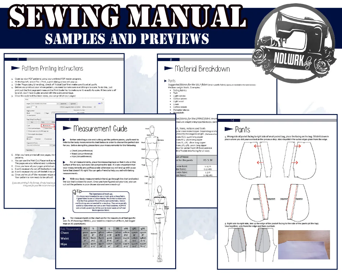 Men's Dress Pants Cosplay Fashion Costume Sewing Pattern/Downloadable PDF File