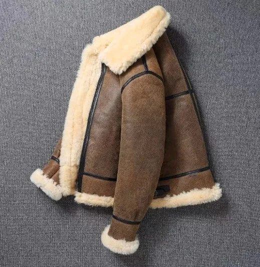 Men's Genuine Sheepskin Fur Leather Jacket