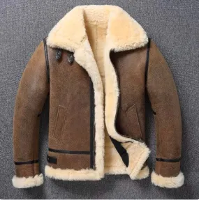 Men's Genuine Sheepskin Fur Leather Jacket