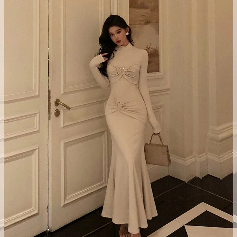 Mermaid long-sleeved dress for women new style long party dress     S5634