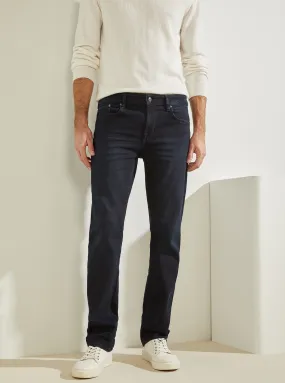 Mid-Rise Slim Straight Denim Jeans in Dark Cast Wash