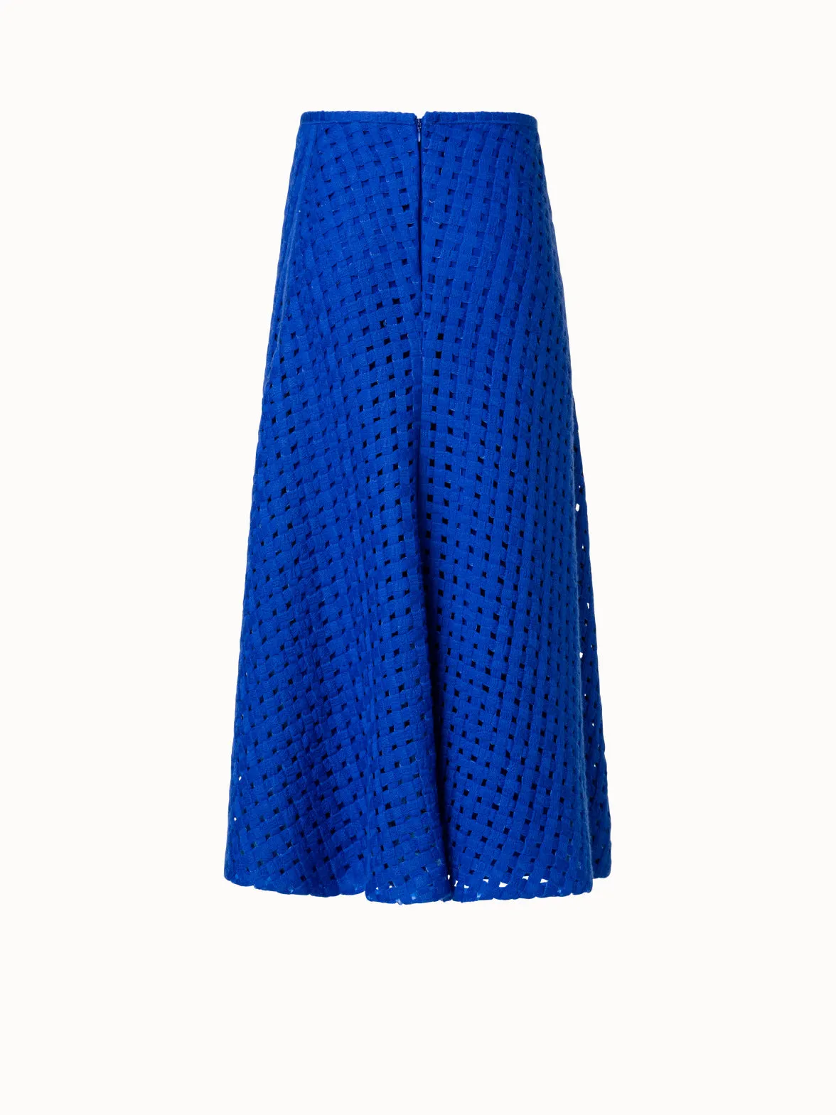 Midi Skirt in Checkered Grid Embroidery