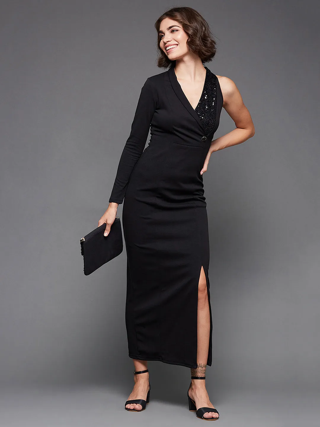 Midnight Elegance One-Shoulder Dress