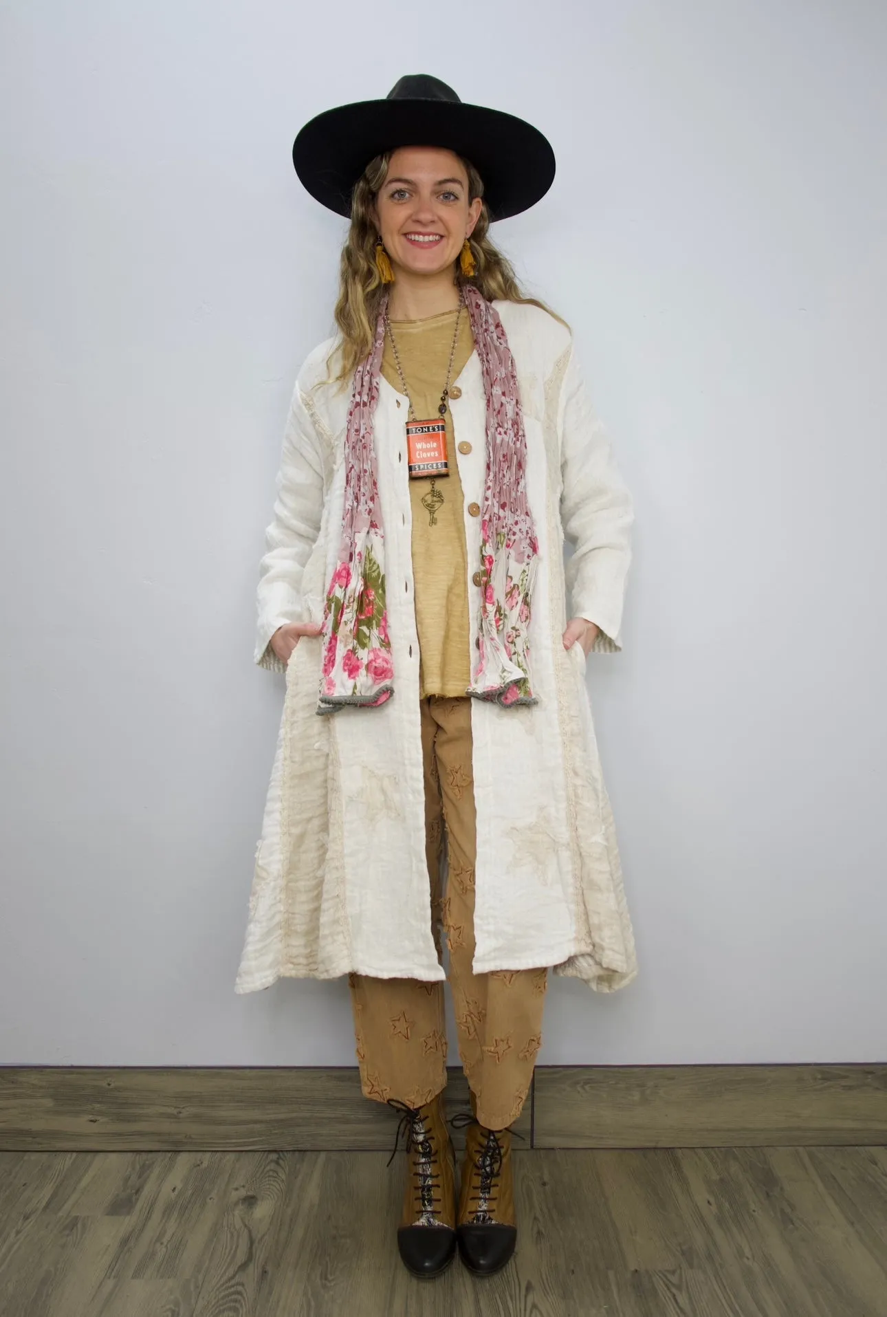 Natural Linen Reversible Jacket with Stars