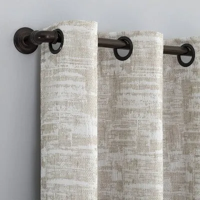 New - 84"x40" Parrish Distressed Grid Thermal Extreme 100% Blackout Grommet Curtain Panel Beige - Sun Zero