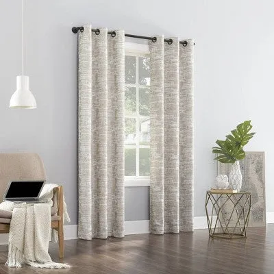 New - 84"x40" Parrish Distressed Grid Thermal Extreme 100% Blackout Grommet Curtain Panel Beige - Sun Zero