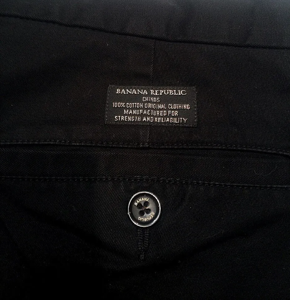 New- Banana Republic 'Gavin'- Black Cotton Chino Trousers- size 33x32