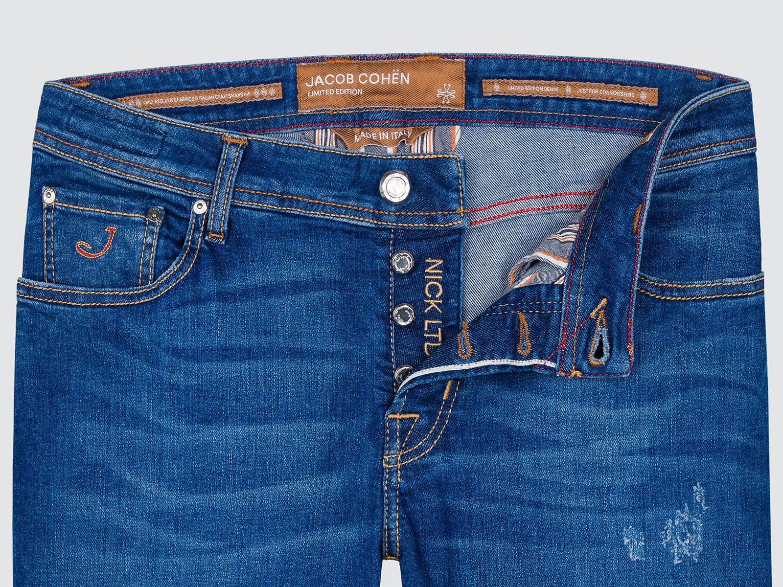 NICK LIMITED EDITION LIGHT BLUE SELVEDGE STRETCH DENIM JEANS