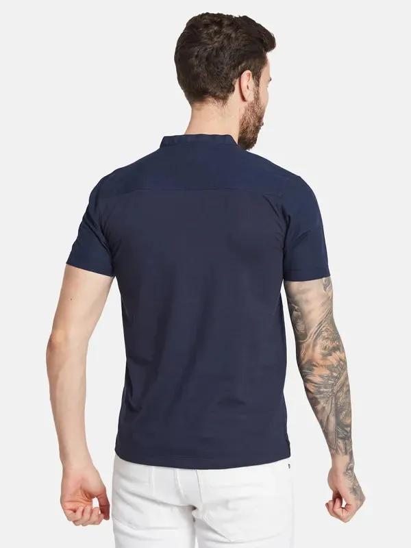 Octave Henley Neck Pockets Cotton T-Shirt