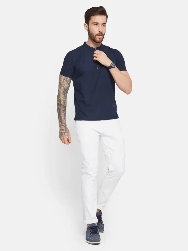 Octave Henley Neck Pockets Cotton T-Shirt