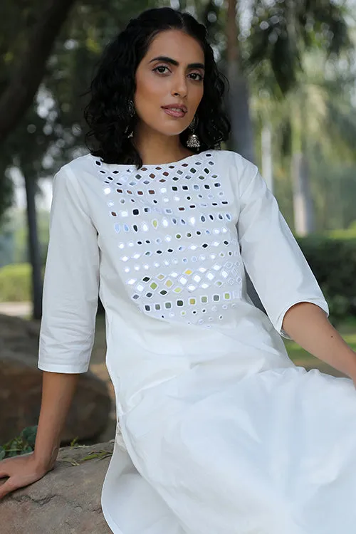 Okhai 'Cotton Cloud' Hand Embroidered Pure Organic Cotton Long Kurta