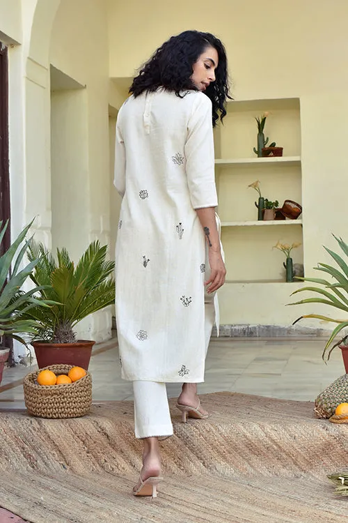 Okhai 'Fresh Garden' Hand Embroidered Cotton Kurta Pant Set