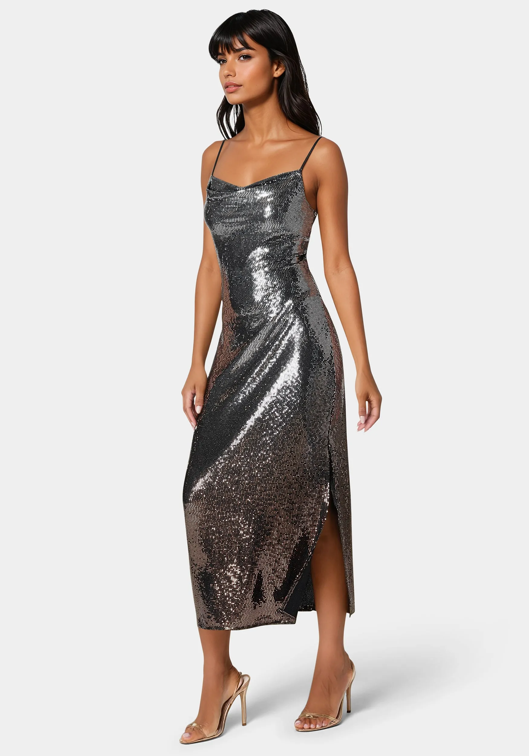 Ombre Sequin Maxi Slip Dress