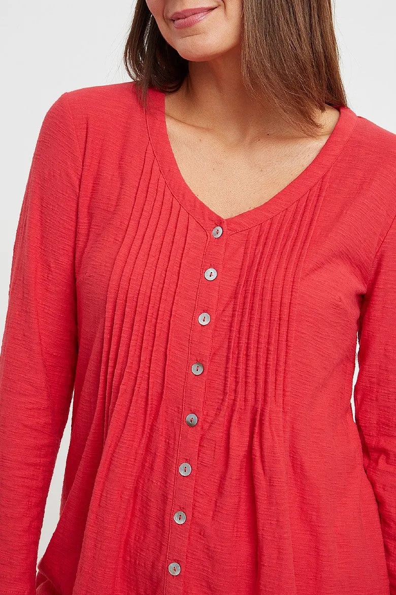 Organic Cotton Slub Riven Tunic – Red