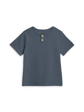 Organic Kids Reef Henley Crew Neck Tee - Harbor