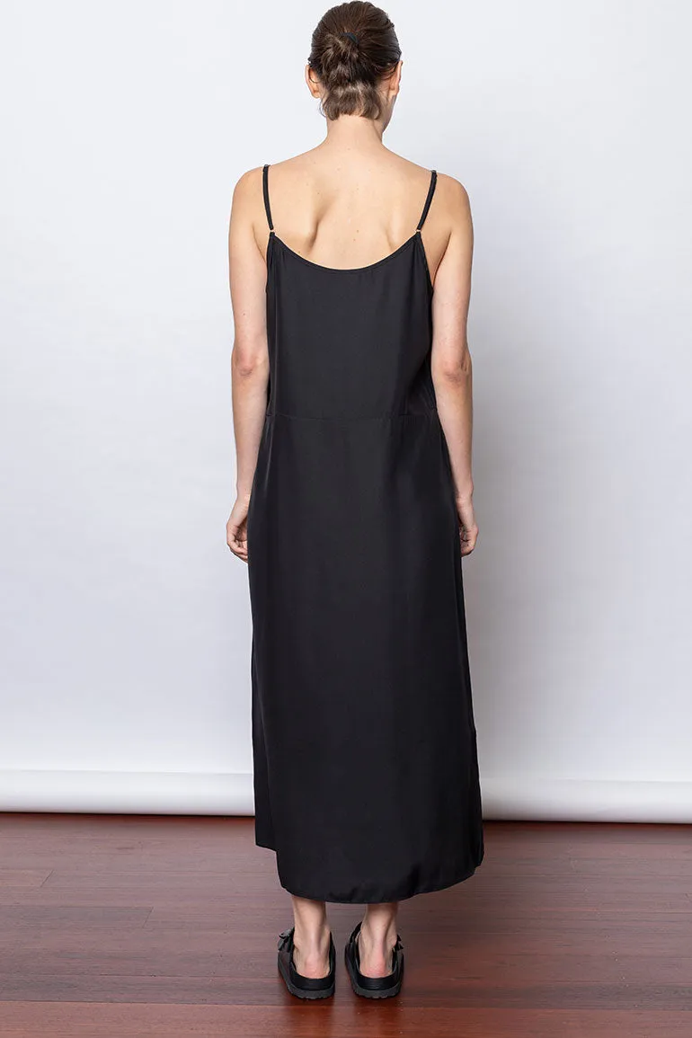 Organic Silk Slip Dress - Black