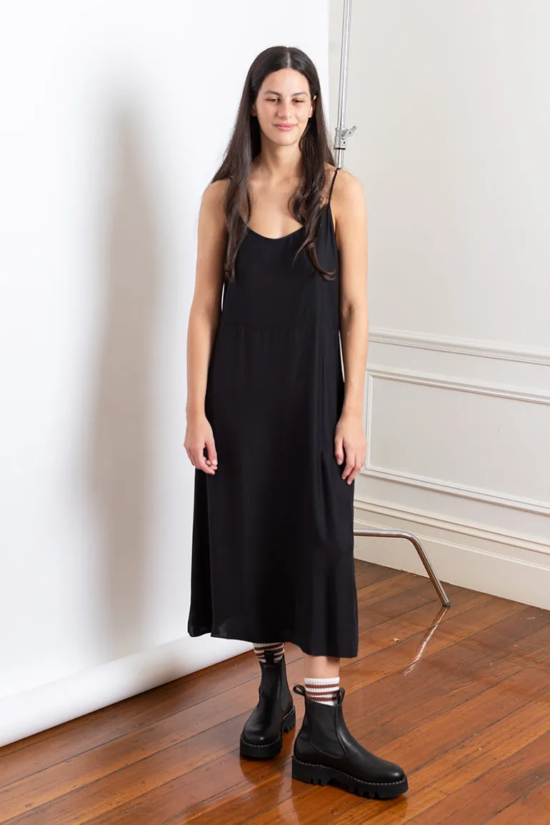 Organic Silk Slip Dress - Black