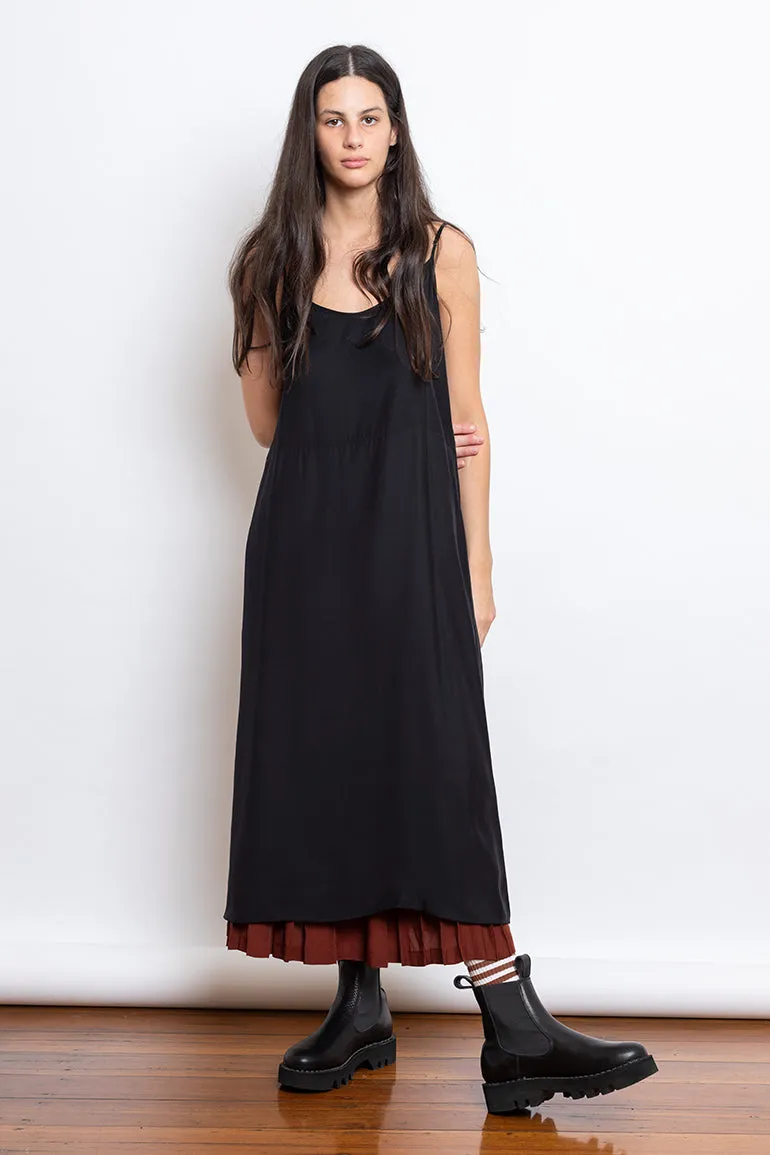 Organic Silk Slip Dress - Black