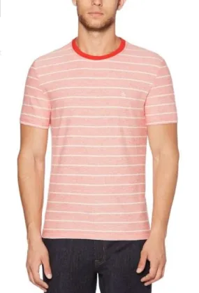 Original Penguin Reverse Plaited Feeder Stripe T-Shirt - Flame Scarlet